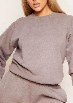 Cheap Ashley Mocha Washed Oversized Sweatshirt Women Tracksuits