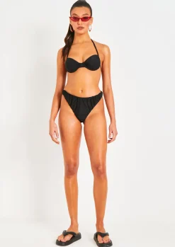 Aston Black Ruched Bikini Thong^Missy Empire Clearance