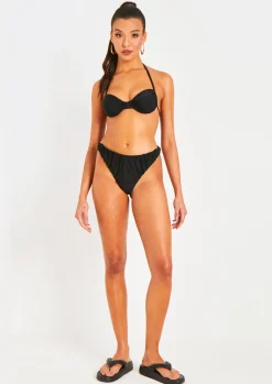 Aston Black Ruched Bikini Thong^Missy Empire Clearance