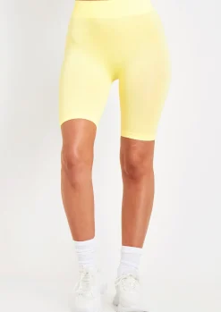 Cheap Aubree Lemon Ribbed Seamless Cycling Shorts Women Shorts