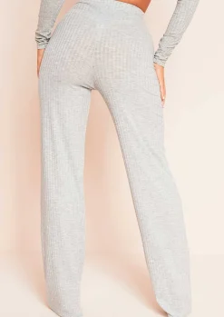 Sale Aubrey Grey Mix & Match Ribbed Lounge Wide Leg Trousers Women Trousers