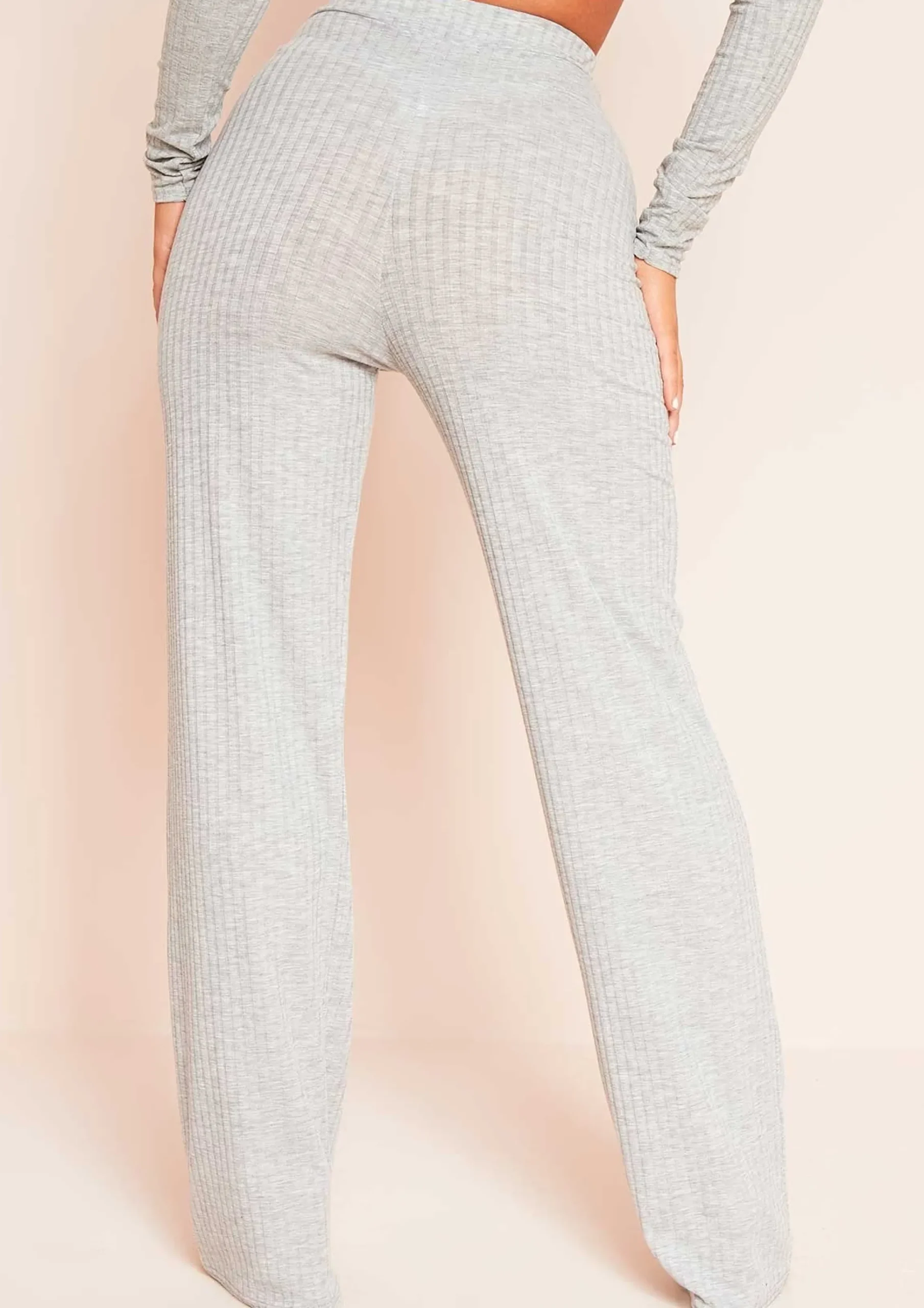Sale Aubrey Grey Mix & Match Ribbed Lounge Wide Leg Trousers Women Trousers