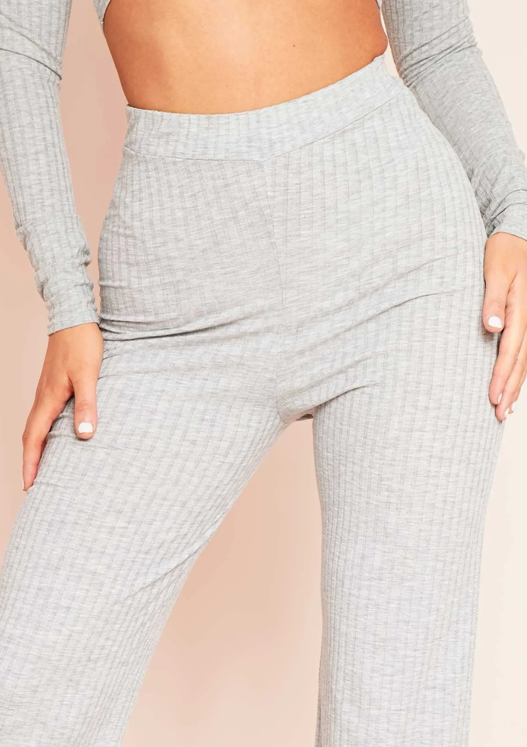 Sale Aubrey Grey Mix & Match Ribbed Lounge Wide Leg Trousers Women Trousers