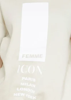 Flash Sale Austyn Sand Slogan Femme Icon Oversized Sweatshirt Women Loungewear