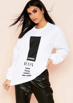 Best Sale Austyn White Slogan Femme Icon Oversized Sweatshirt Women Loungewear
