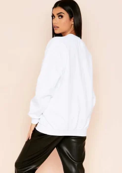 Best Sale Austyn White Slogan Femme Icon Oversized Sweatshirt Women Loungewear
