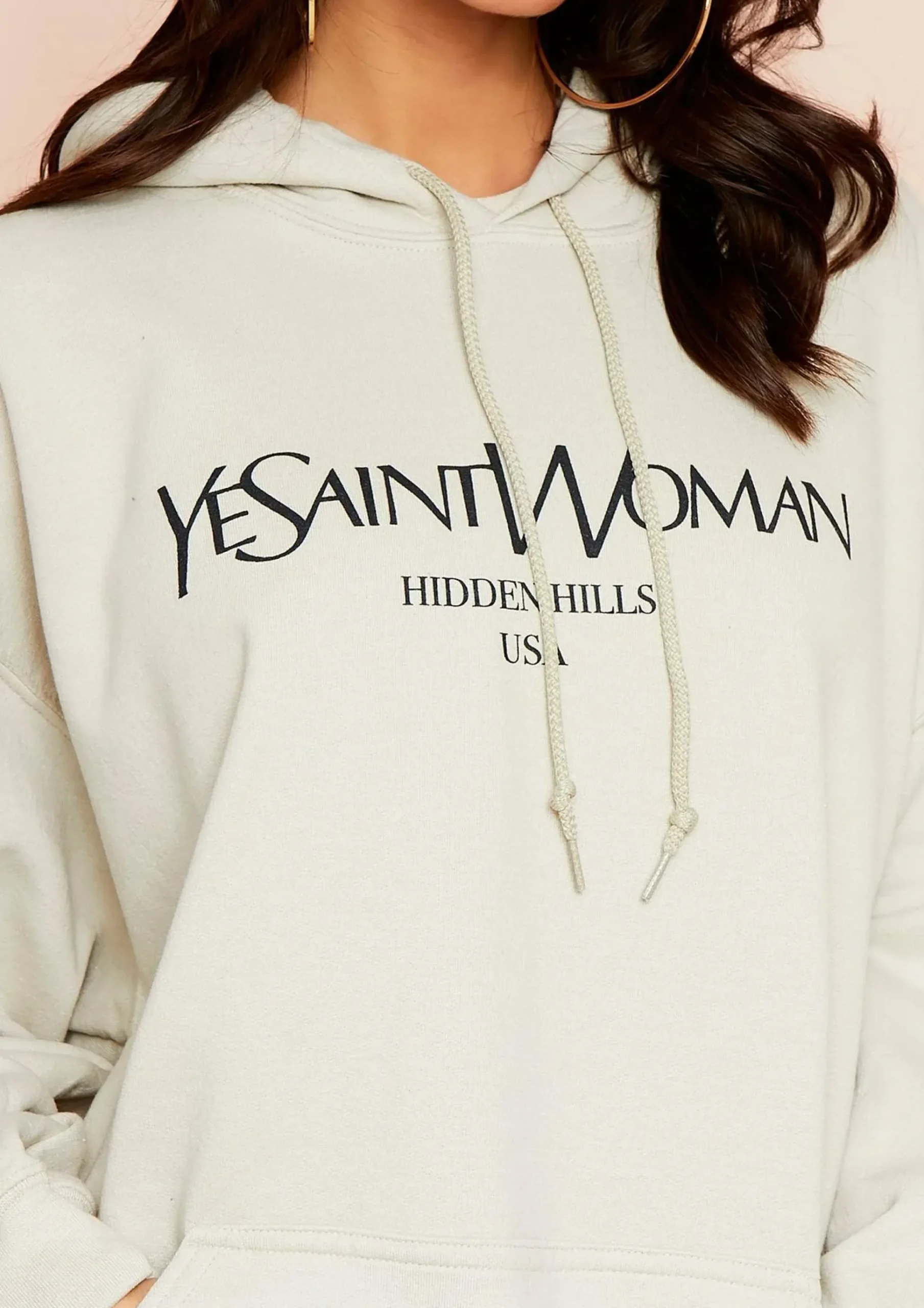 Ava Sand Woman Slogan Oversized Hoodie^Missy Empire Clearance