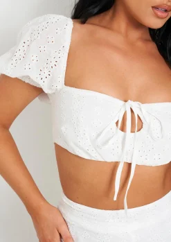 Azariah White Broidery Crop Top^Missy Empire Best Sale