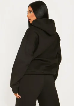 Clearance Bella Black Ski Paradise Embroidered Oversized Hoodie Women Tracksuits