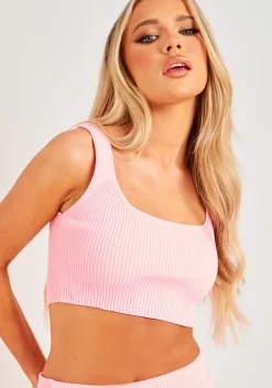 Bella Pink Rib Knit Bralet^Missy Empire Discount