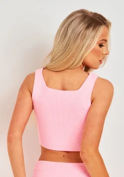 Bella Pink Rib Knit Bralet^Missy Empire Discount