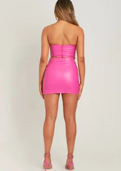 Belle Pink Pu Wrap Skirt^Missy Empire Best Sale