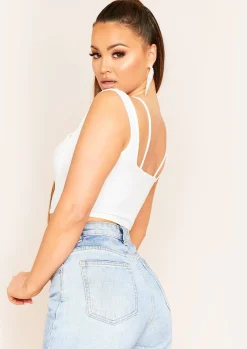 Bertunga White Cut Out Strappy Crop Top^Missy Empire Flash Sale