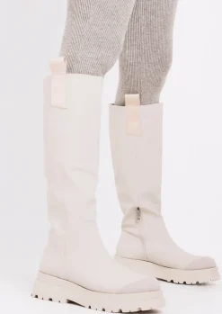 Outlet Beth Beige Knee High Wellie Boots Women Boots