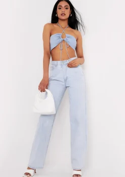 Bexli Blue Cross Strap Ruched Bralet^Missy Empire Online