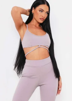 Bianca Mocha Ribbed Knit Strappy Bralet^Missy Empire Store
