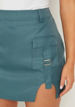 Billie Teal Cargo Pocket Curve Cut Out Mini Skirt^Missy Empire Online