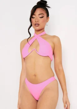 Bonita Pink Underwired Halterneck Bikini Top^Missy Empire Cheap