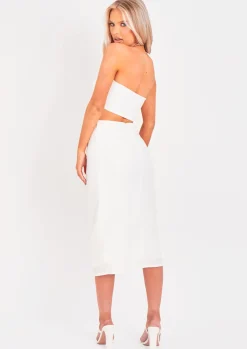 Brogan Ivory Ruched Side Split Midi Skirt^Missy Empire Hot