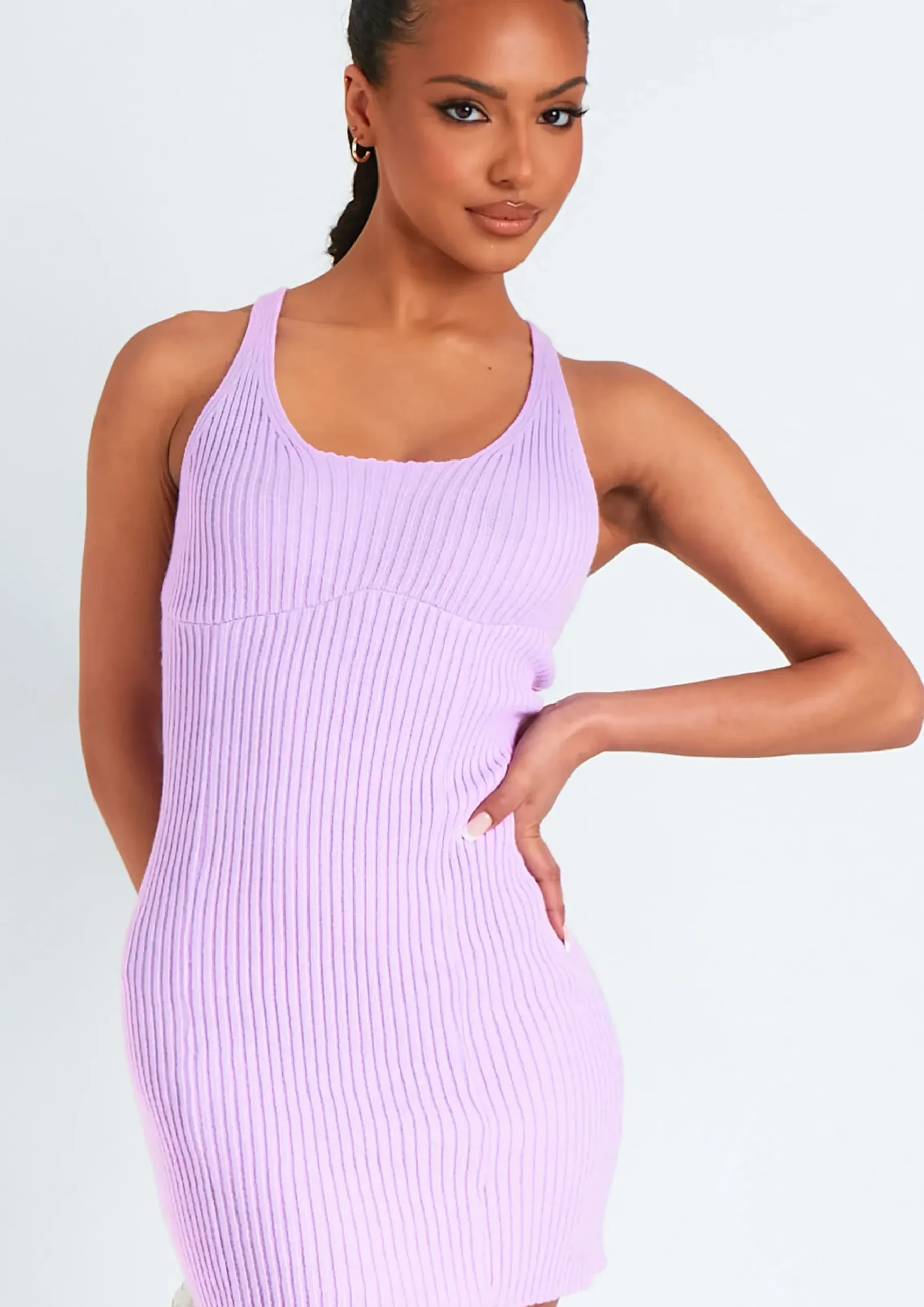 Online Brooke Lilac Cross Back Knitted Mini Dress Women Dresses