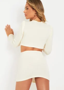 Camille Cream Knit Crop Top^Missy Empire Store