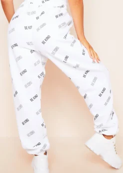 Candice White Be Kind Repetitive Text Oversized Joggers^Missy Empire Discount