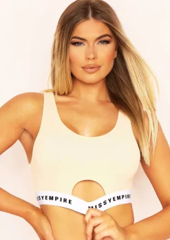 Flash Sale Candis Cream Tape Cut Out Front Lounge Bra Women Loungewear