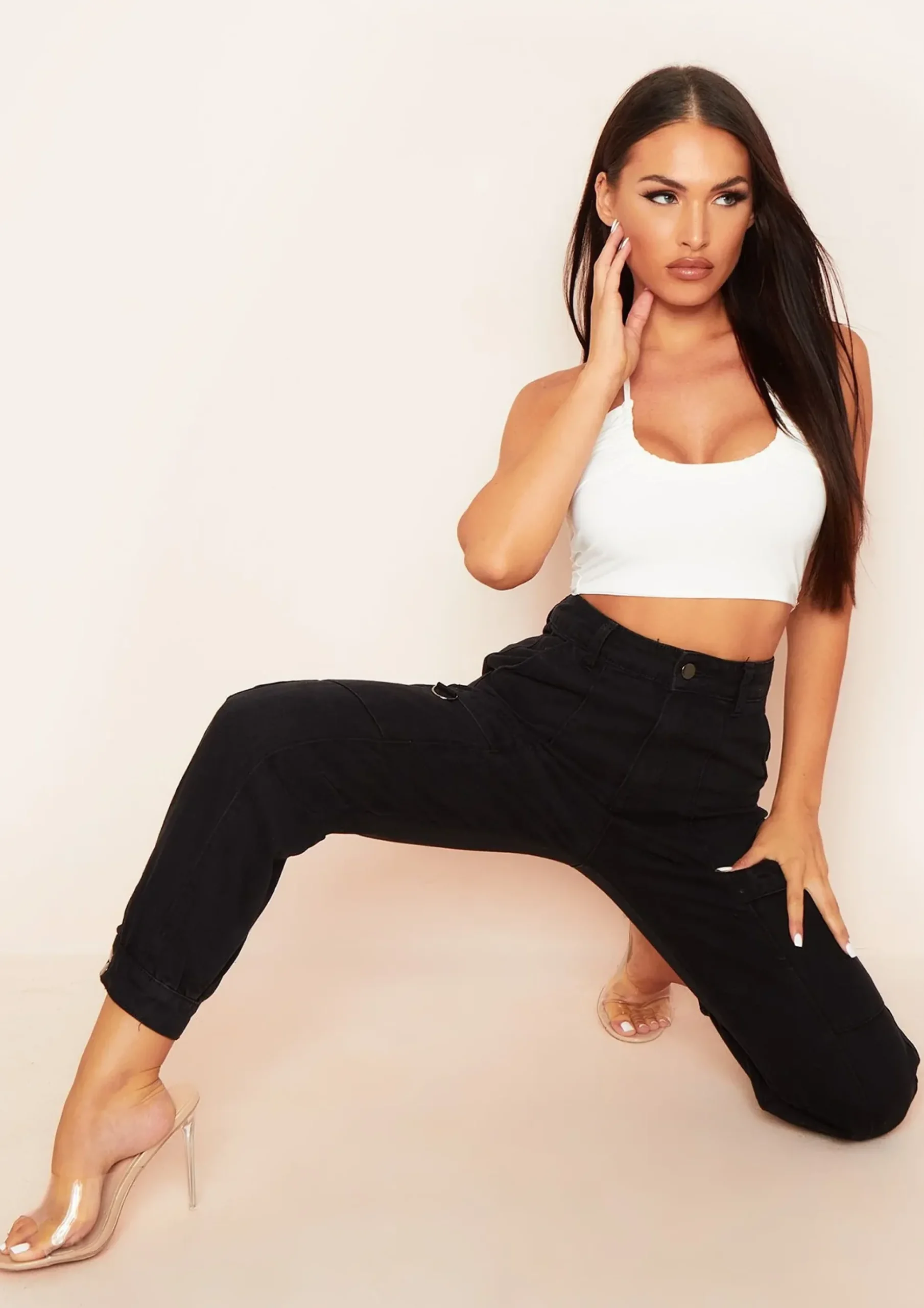 Cara Ivory Ruched Slinky Halterneck Crop Top^Missy Empire Fashion