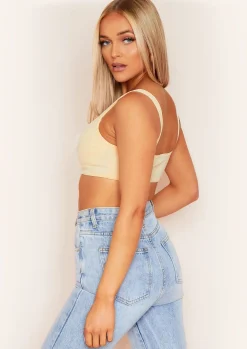 Caridee Cream Ribbd Cupped Bralet Crop Top^Missy Empire Discount