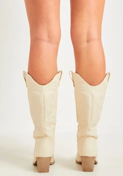 Outlet Carmella Beige Cowboy Boots Women Boots