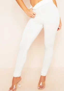 Shop Carrie Ivory High Waisted Basic Jersey Leggings Women Leggings