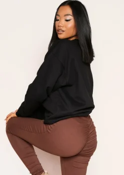 Casey Black Logo Oversized Sweatshirt^Missy Empire Hot