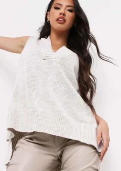 Cassey Beige Knitted Vest Top^Missy Empire Cheap