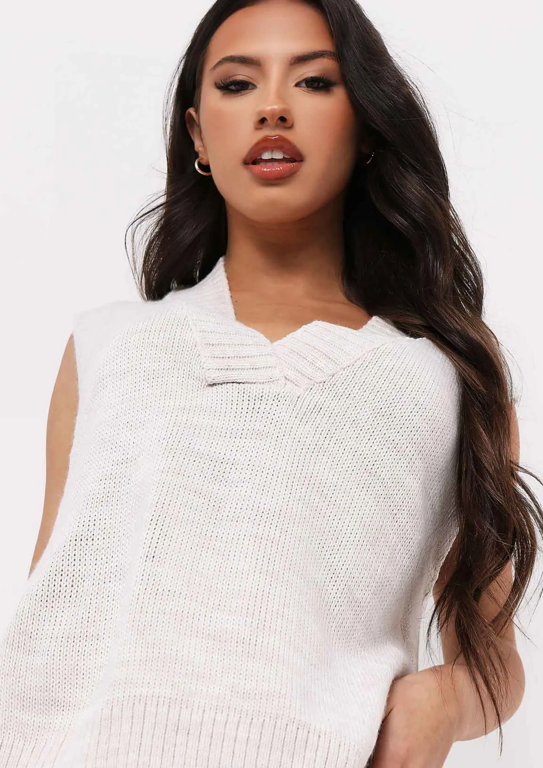 Cassey Beige Knitted Vest Top^Missy Empire Cheap