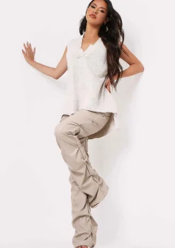 Cassey Beige Knitted Vest Top^Missy Empire Cheap