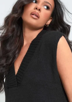Cassey Black Knitted Vest Top^Missy Empire Online