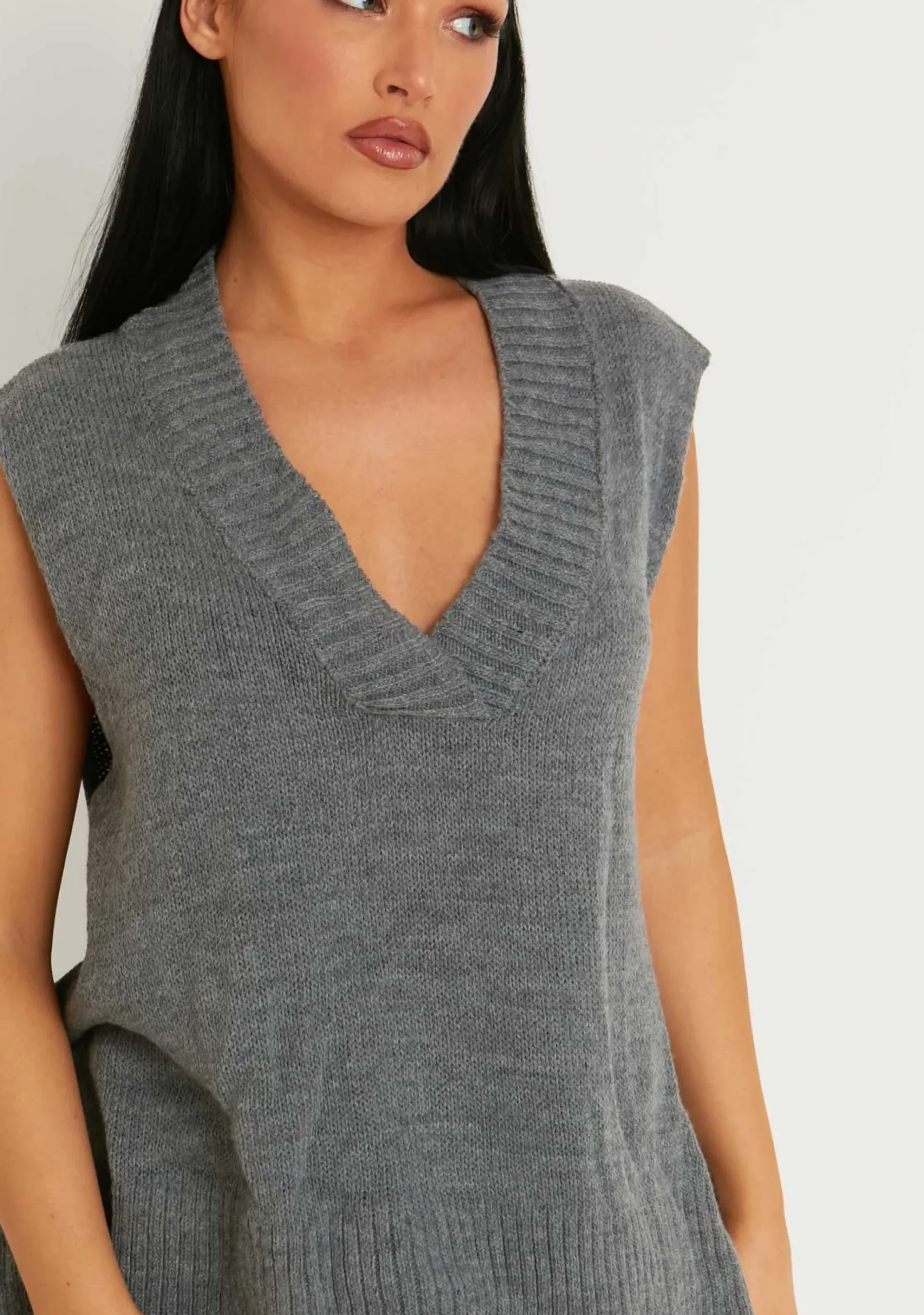 Cassey Charcoal Knitted Vest Top^Missy Empire Outlet