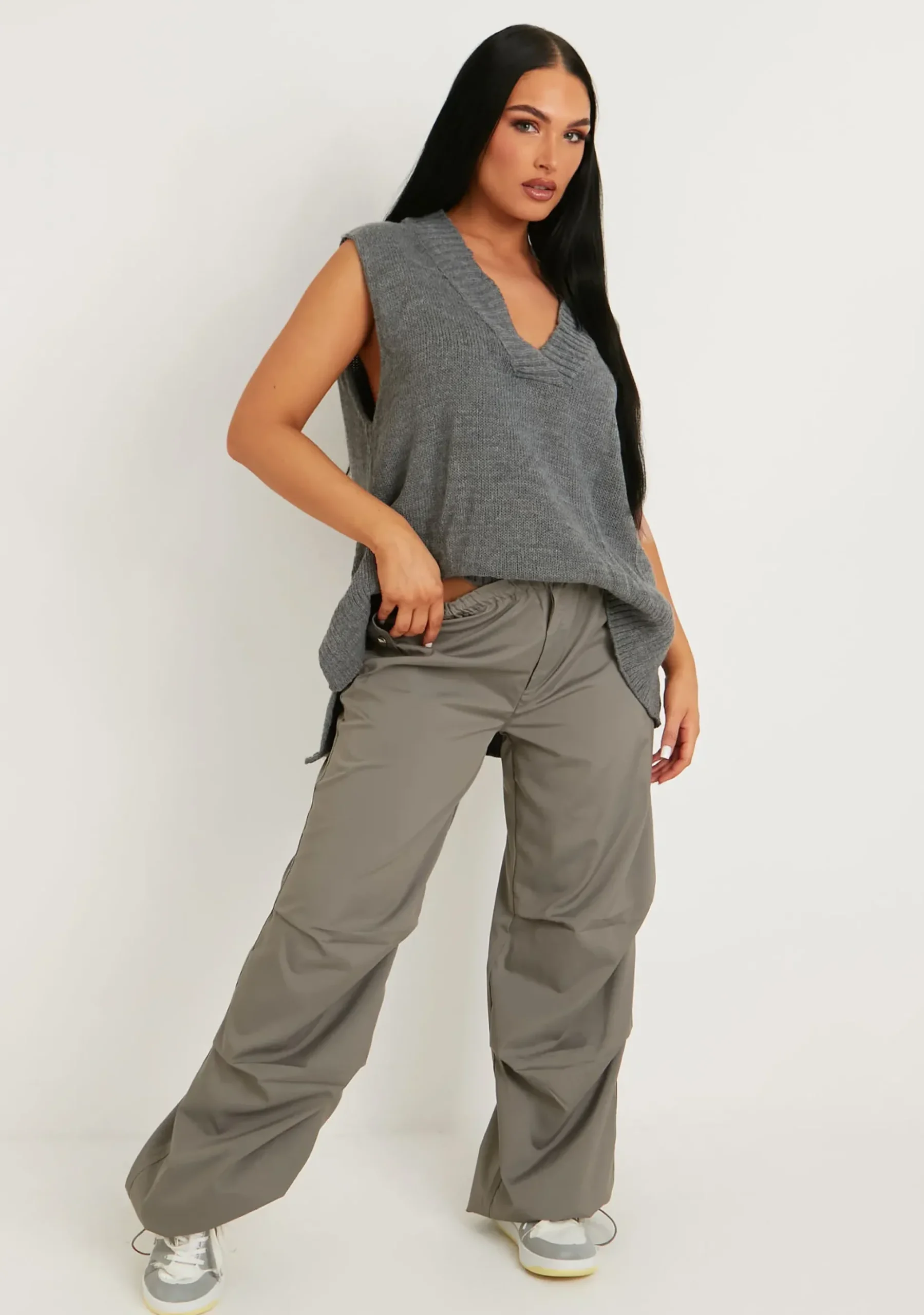 Cassey Charcoal Knitted Vest Top^Missy Empire Outlet