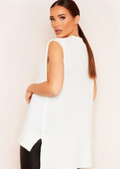 Cassey White Knitted Vest Top^Missy Empire New