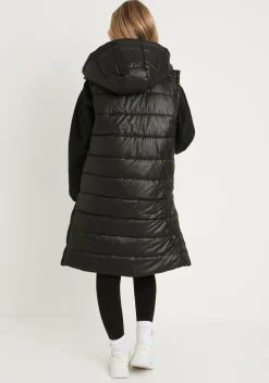 Cathy Black Pu Longline Gilet Puffer Jacket^Missy Empire Outlet