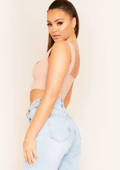 Celestina Rose Pink V Bar Square Neck Corset Crop Top^Missy Empire Best