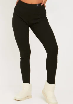 Cheap Cerys Black Missy Tab Detail Thick Rib Leggings Women Loungewear