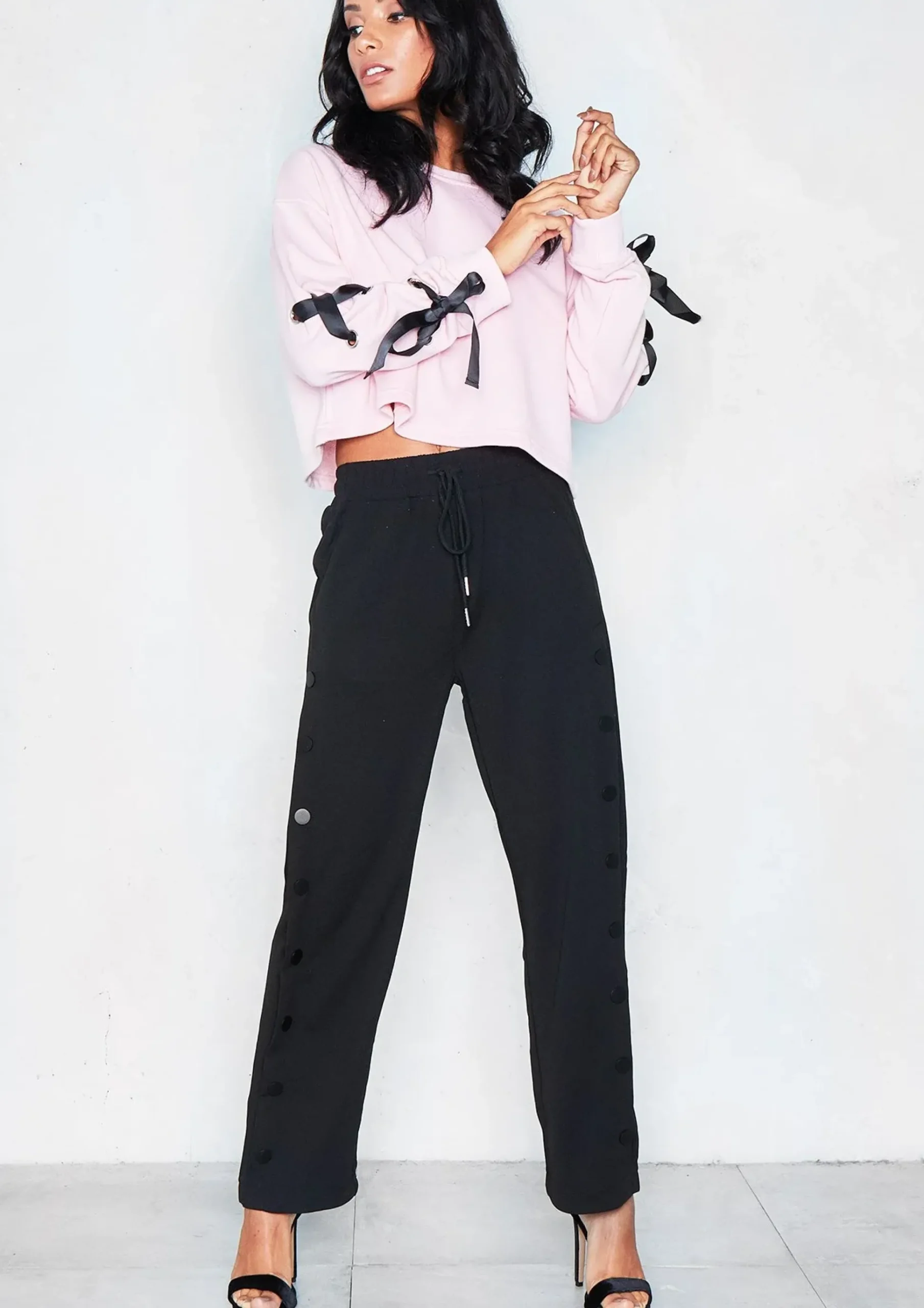 Best Chantelle Black Button Detail Trousers Women Trousers