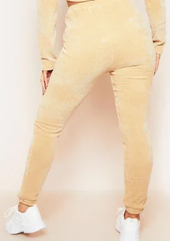 Clearance Charla Beige Chenille Drawstring Joggers Women Loungewear