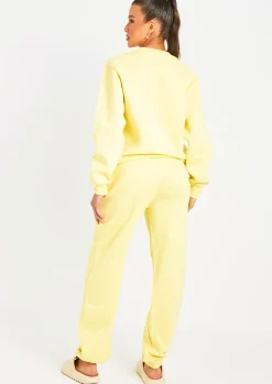 Best Charlie Lemon Yellow Wellness Slogan Jogger Co-Ord Women Tracksuits