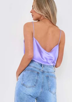 Chelcie Lilac Satin Cami Top^Missy Empire Clearance