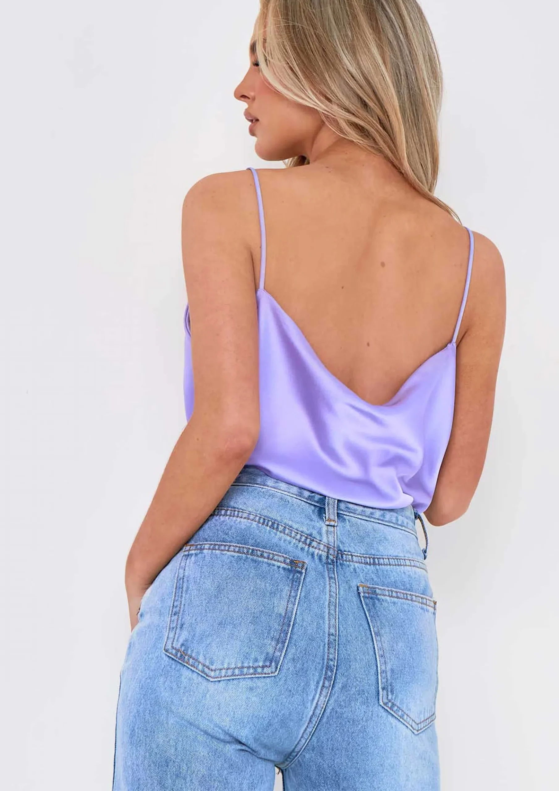 Chelcie Lilac Satin Cami Top^Missy Empire Clearance