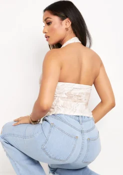 Chelsea Stone Print Halterneck Ring Top^Missy Empire Store