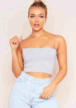 Chris Grey Thin Strap Crop Top^Missy Empire Cheap
