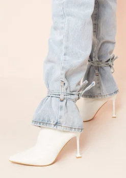 Cici Denim Light Wash Tie Hem Straight Leg Jeans^Missy Empire Clearance